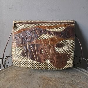 Carlos Falchi Vintage - Brown And Tan Leather Woven Patchwork Purse